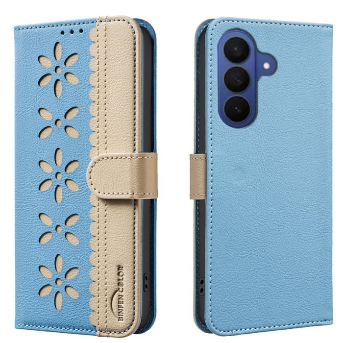 BINFEN COLOR - BINFEN Samsung Galaxy S26 Plus Fodral Äkta Läder RFID Skydd - Baby Blue