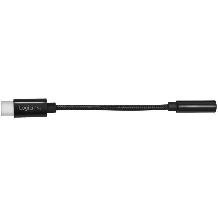 LogiLink - LOGILINK USB-C 3,5mm-ljudadapter m DAC 13cm nylonkabel