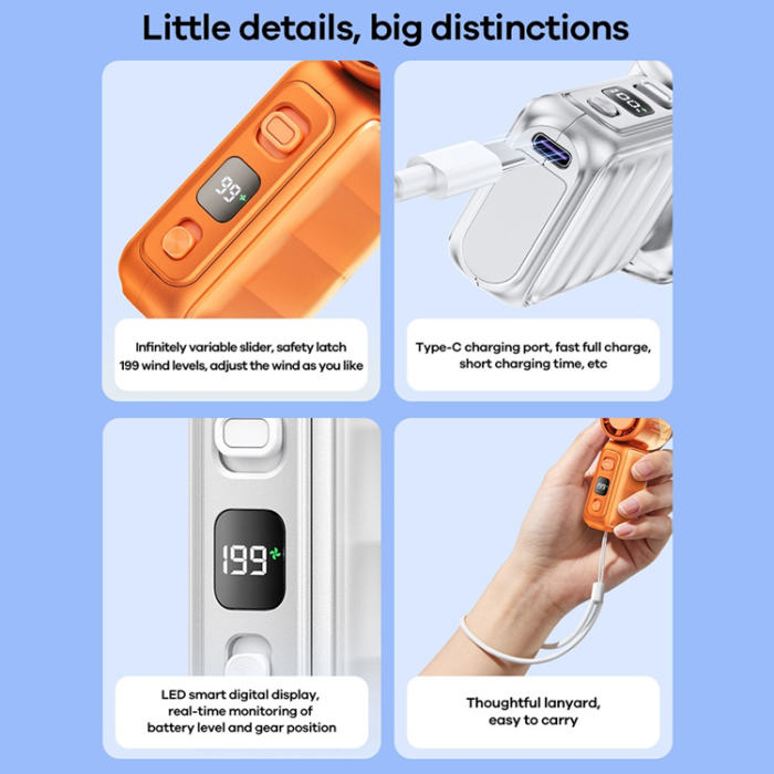 Remax - Remax Handhållen Mini Fläkt RS-SF25 3000mAH - Blå