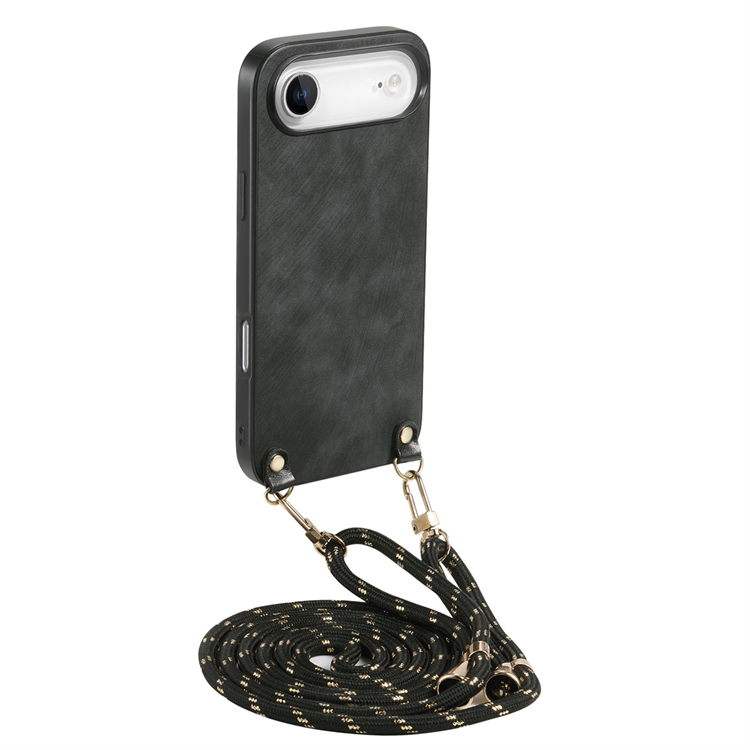 iPhone Air Mobilskal med Justerbar Rem Retro Läder - Svart | 2353 | AlltMobil