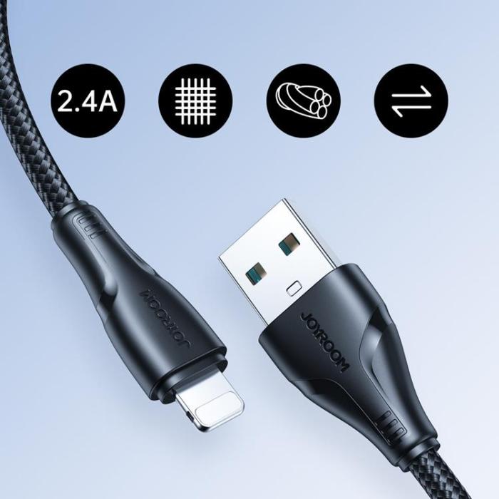 Joyroom - Joyroom Surpass USB-A till Lightning kabel 2m - Svart
