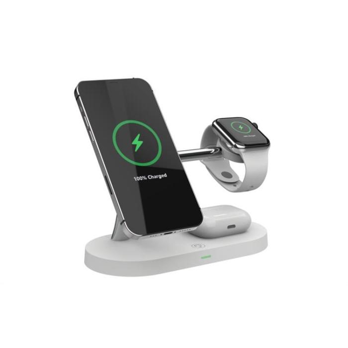 UTGATT - Tech-Protect 3-i-1 Magsafe Trådlös Laddare iPhone, Apple Watch, Airpods - Vit
