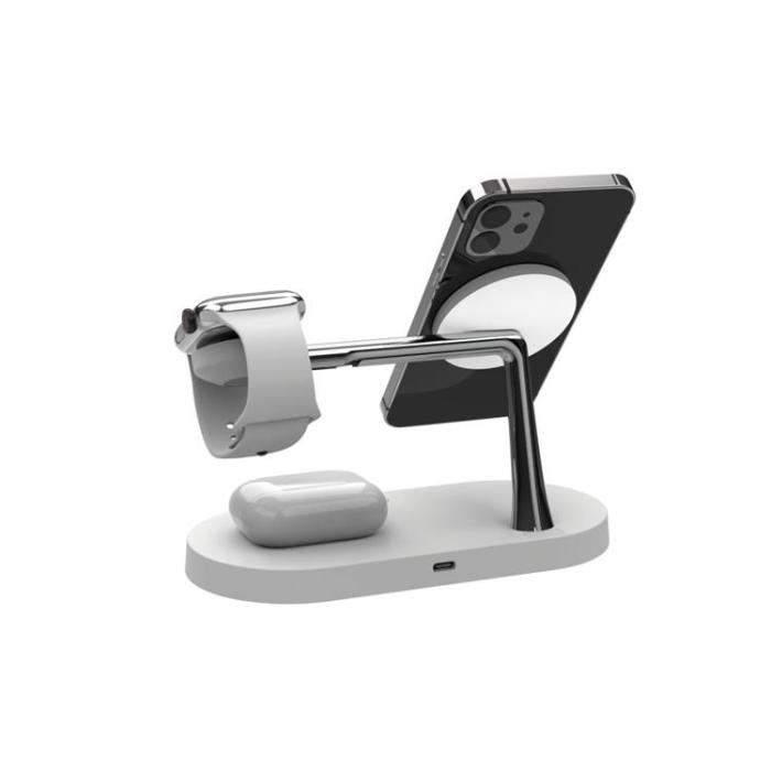 UTGATT - Tech-Protect 3-i-1 Magsafe Trådlös Laddare iPhone, Apple Watch, Airpods - Vit