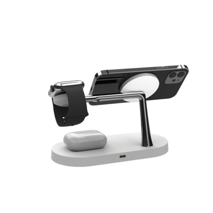UTGATT - Tech-Protect 3-i-1 Magsafe Trådlös Laddare iPhone, Apple Watch, Airpods - Vit