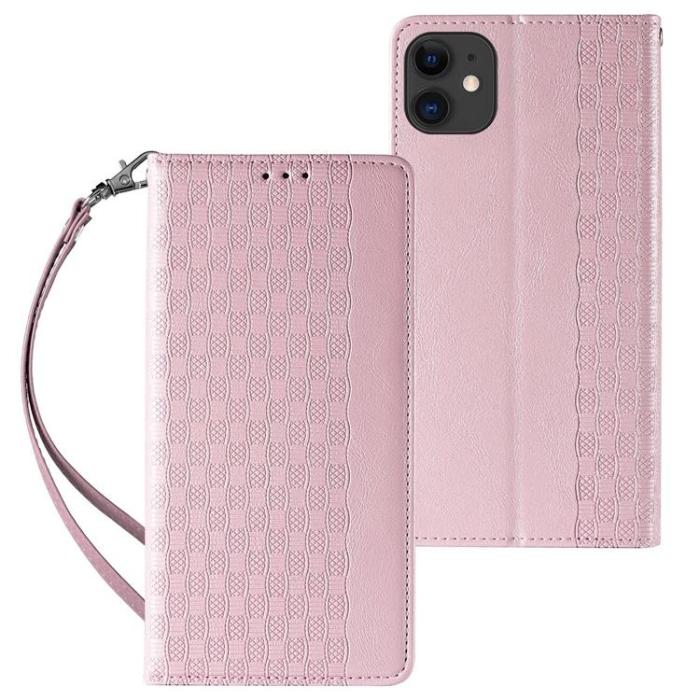 UTGATT1 - iPhone 13 Plånboksfodral Magnet Strap - Rosa