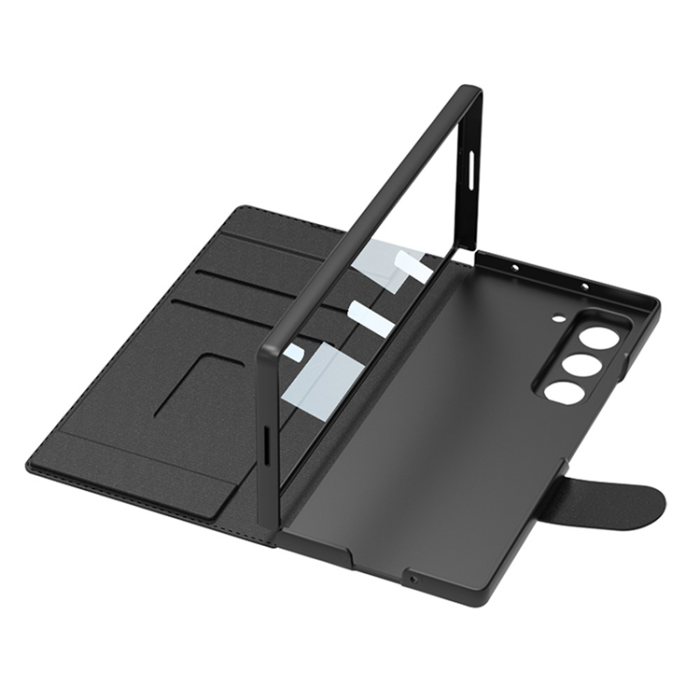 GKK - GKK Galaxy Z Fold 7 Plånboksfodral Pennhållare Med Härdat Glas - Grå