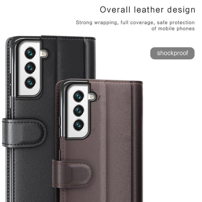 OEM - Magnetisk Äkta Läder Fodral Galaxy S22 Plus - Brun
