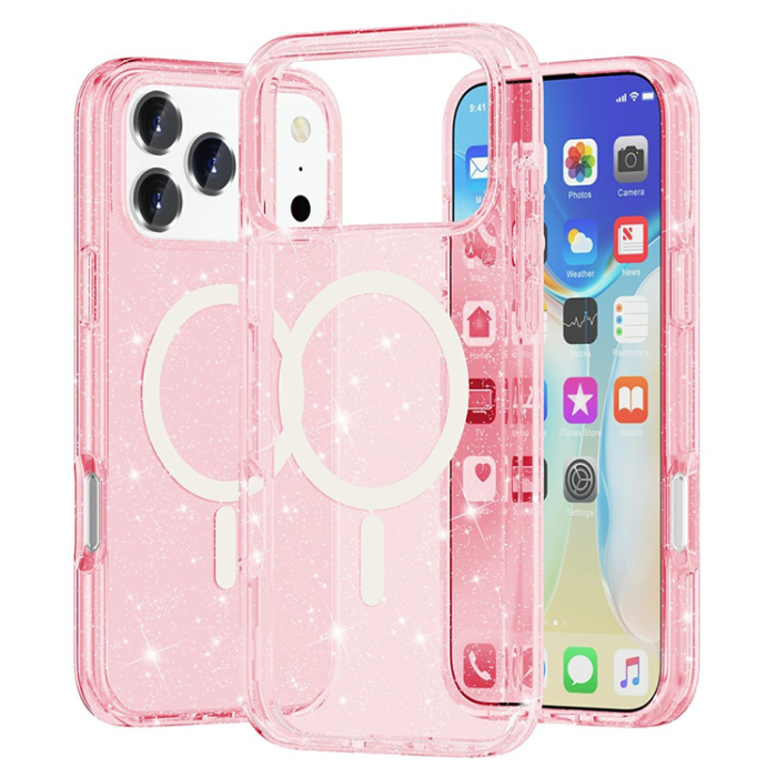 A-One Brand - iPhone 17 Pro Mobilskal MagSafe Puderglitter - Rosa
