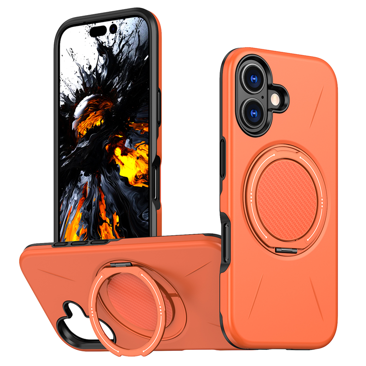 iPhone 16 Mobilskal MagSafe Rotating Kickstand TPU + PC (Orange) | 2353 | AlltMobil