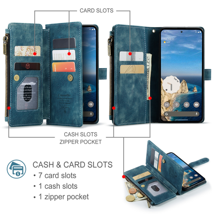 Caseme - CASEME Google Pixel 10 Pro/10 Plånboksfodral Zipper C30 - Blå