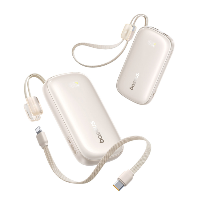 BASEUS - Baseus Powerbank 10000mAh 45W med USB-C till Lightning Kabel - Titanium
