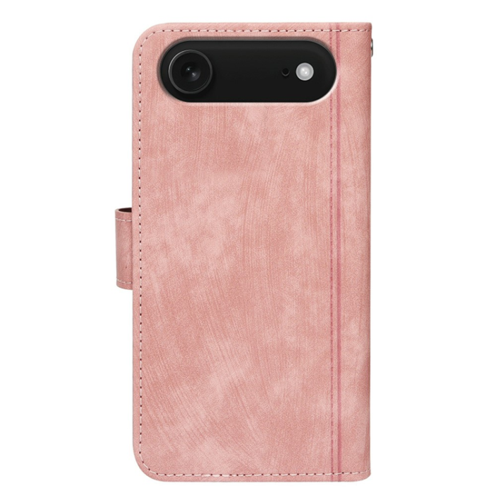 A-One Brand - iPhone 17 Air Plånboksfodral Line Pattern Läder - Roséguld