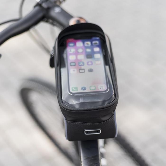 OEM - Cykelramsväska Med Skärmad Mobilhållare Vattentät - Svart