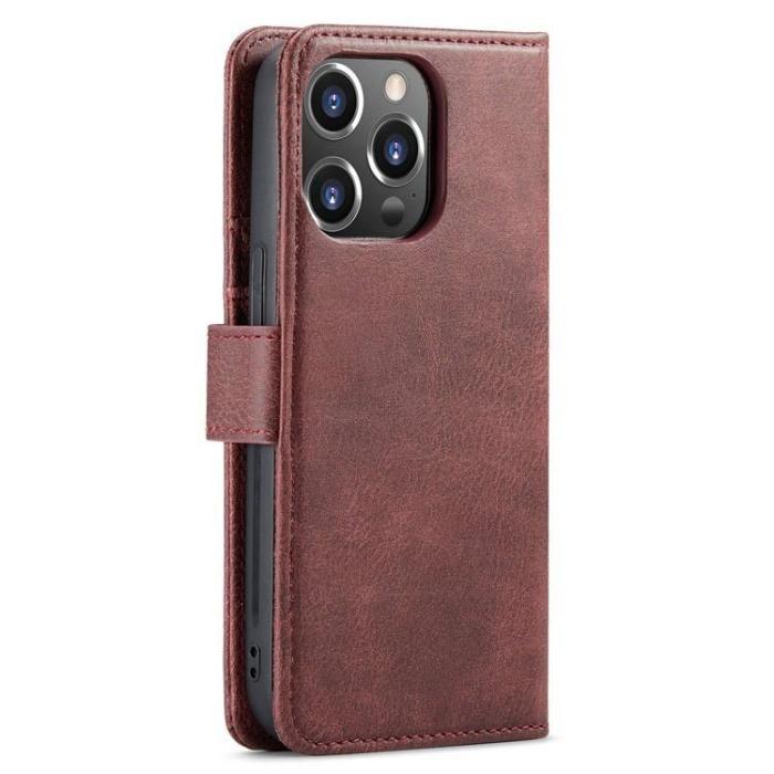 DG.MING - DG.MING iPhone 15 Pro Max Plånboksfodral Äkta Läder 2in1 - Röd