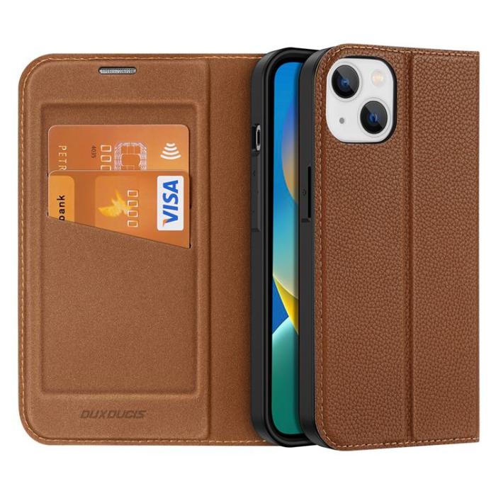Dux Ducis - Dux Ducis iPhone 14 Plus Plånboksfodral Skin X2 - Brun
