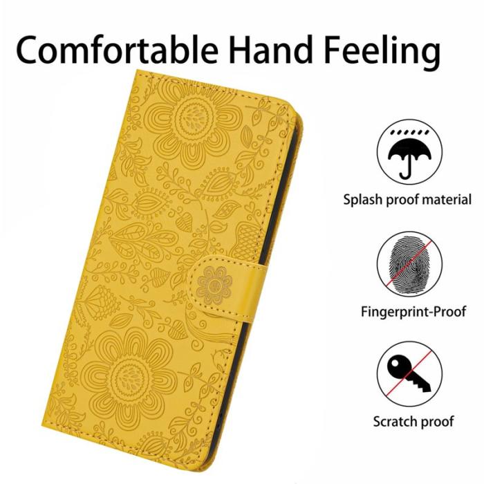 OEM - Samsung Galaxy S26 Plånboksfodral Blommönster Konstläder Flip - Gul