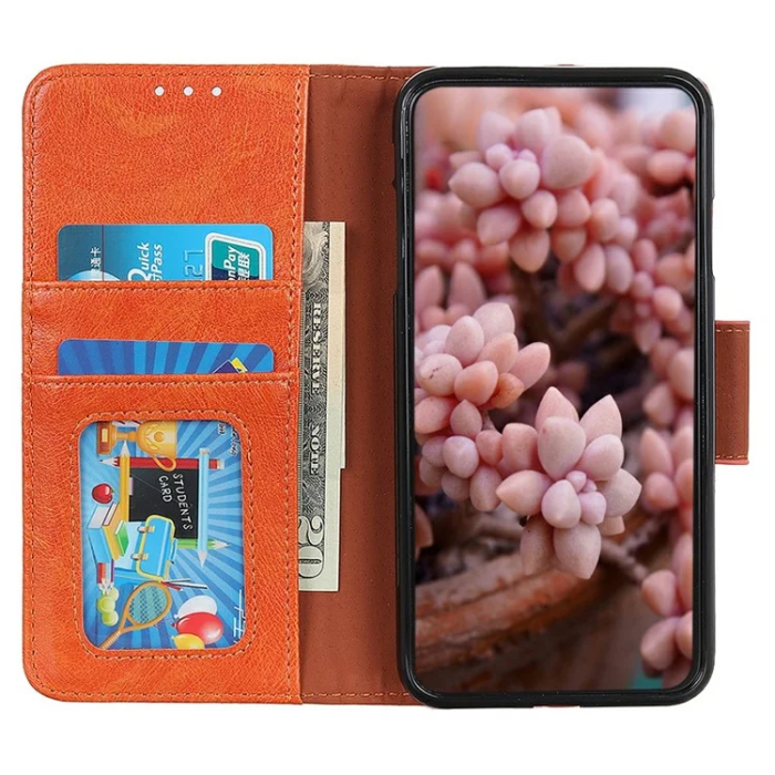 A-One Brand - Sony Xperia 1 VII Plånboksfodral Äkta Läder - Orange