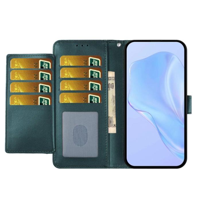 OEM - Samsung Galaxy S26 Ultra Fodral med Rem Flera Kortfack Konstläder - Svartgrön