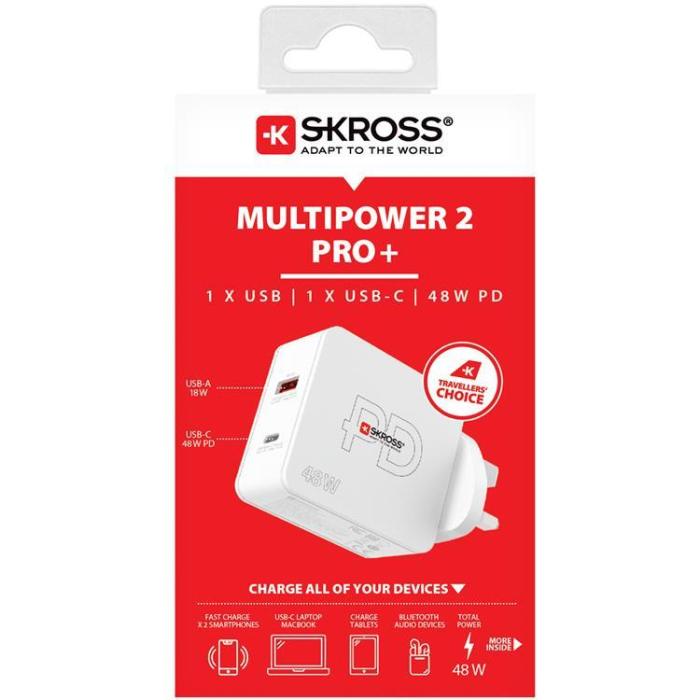 SKROSS - SKROSS Multipower 2 Pro Plus Laddare UK 1xUSB-C PD 1xUSB-A 48W