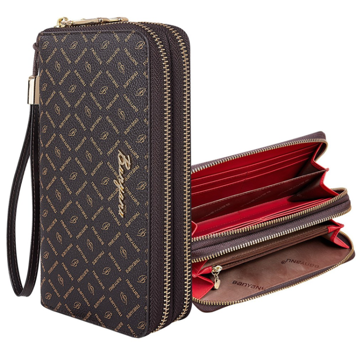 BANYANU - BANYANU Plånbok för Dam Lång Double Zipper N9012