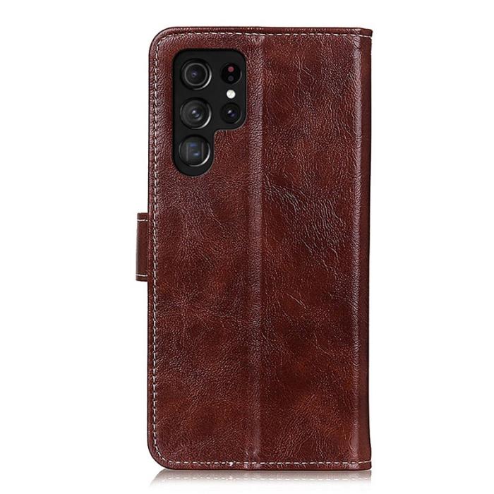 OEM - Samsung Galaxy S26 Ultra Plånboksfodral Konstläder Crazy Horse - Brun