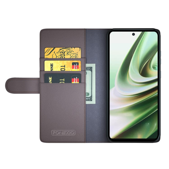 A-One Brand - OnePlus Nord CE 3 Lite 5G Plånboksfodral Äkta Läder - Brun