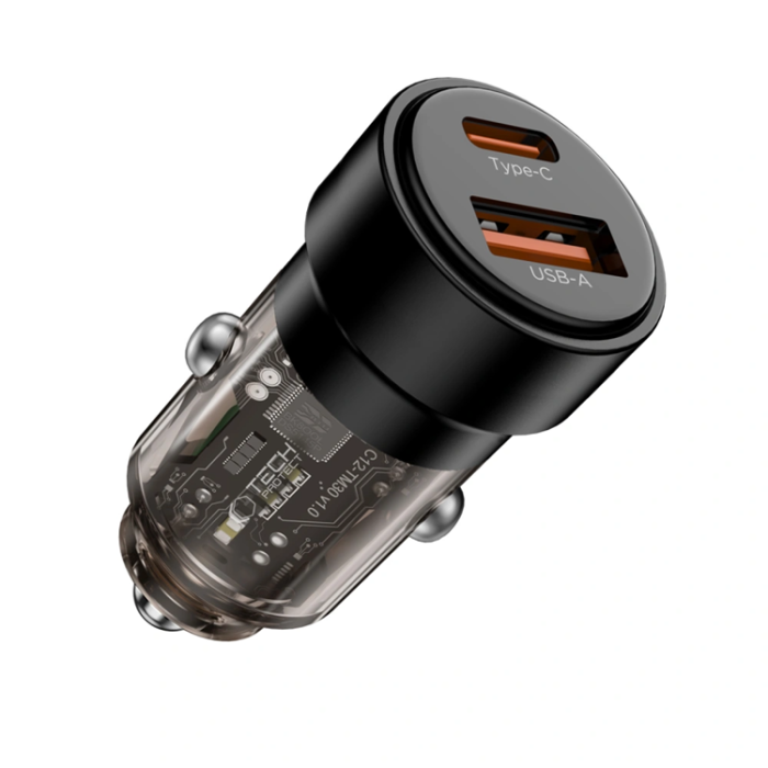 Tech-Protect - Tech Protect Billaddare USB-A Till USB-C 75W - Svart