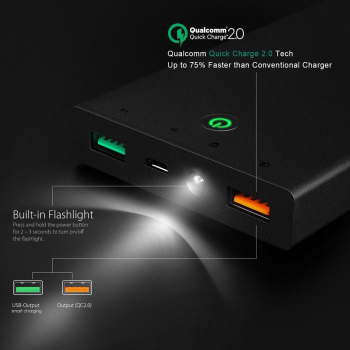 UTGATT5 - Aukey Qualcomm Certified 16000 mAh Quick Charge Powerbank 2.0
