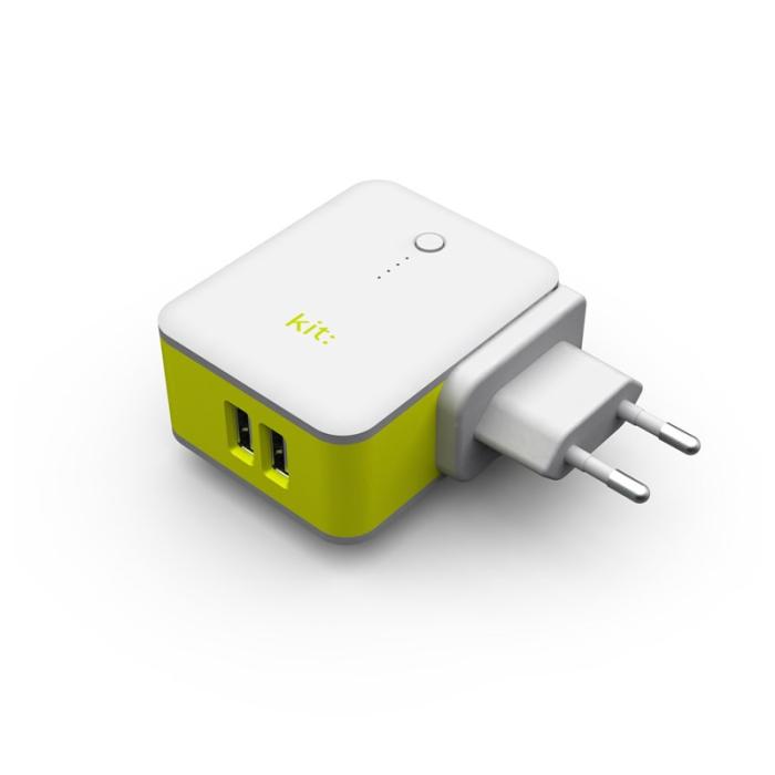 UTGATT5 - KIT Laddare 220V 2xUSB 2in1 Powerbank 3000 mAh - Vit
