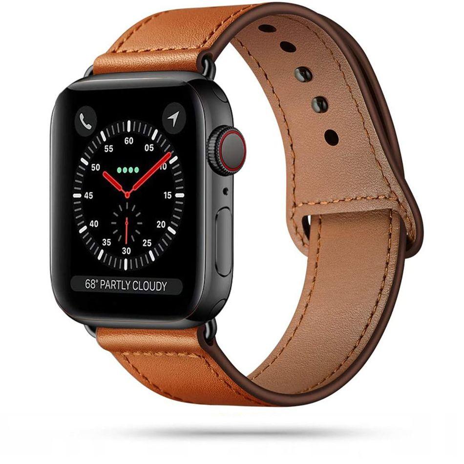 Tech-Protect Leatherfit Apple Watch 4/5/6/7/8/SE/Ultra (42/44/45/49mm) - Brun | 5123 | AlltMobil