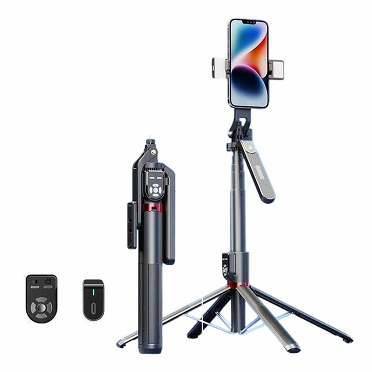 Dubbel Fjärrkontroll Selfiestick Bluetooth Gimbal Dubbel V2-fyllnadslampa P325 | 5566 | AlltMobil