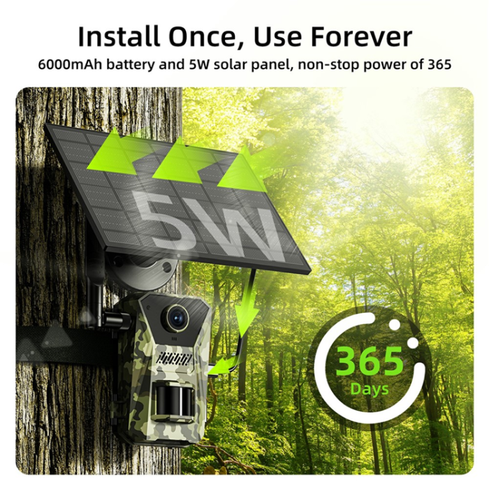 OEM - Solcellsdriven 4G-Jaktkamera med Vattentät PIR-nattseende HD F8