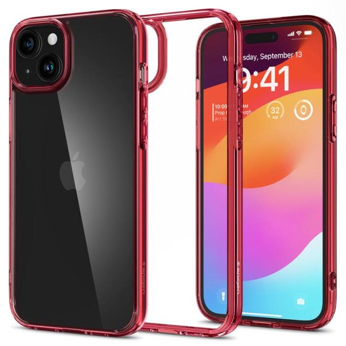Spigen - Spigen iPhone 15 Plus Mobilskal Ultra Hybrid - Crystal Röd
