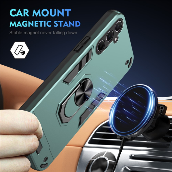 A-One Brand - Galaxy A26 Mobilskal Kickstand PC+TPU Drop Defend - Grön