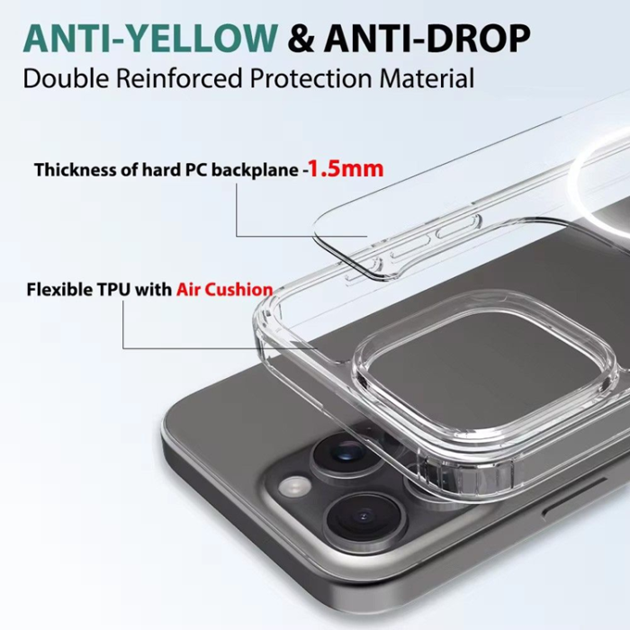 OEM - iPhone 16 Pro Mobilskal MagSafe Anti Shock 1.5 mm - Transparent
