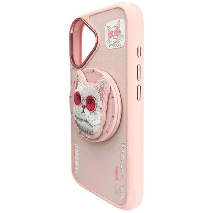 NIMMY - Nimmy iPhone 16 Mobilskal MagSafe Glasses Cool Cat - Rosa