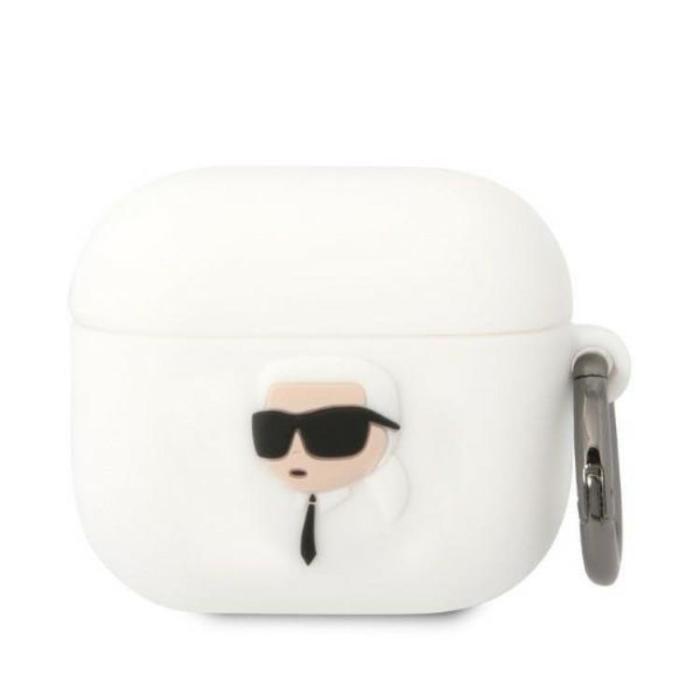 KARL LAGERFELD - Karl Lagerfeld AirPods 3 Skal Silicone Karl Head 3D - Vit