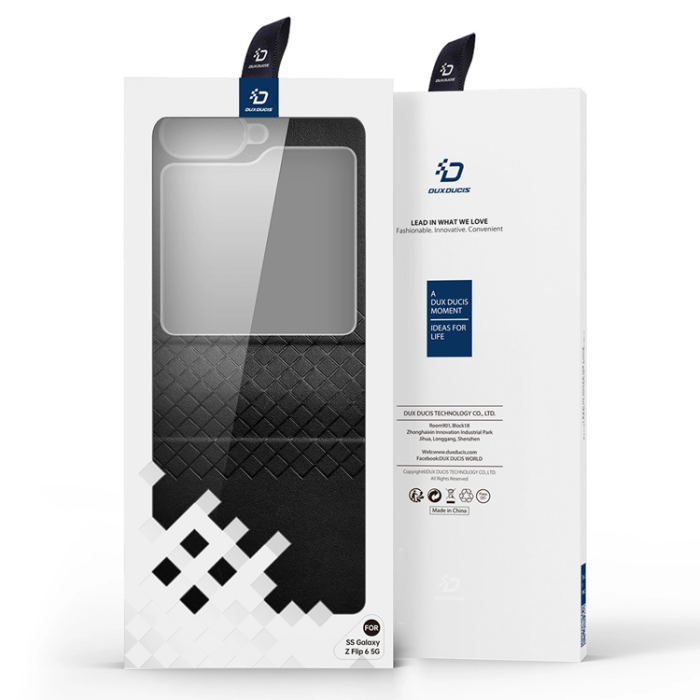 Dux Ducis - Dux Ducis Galaxy Z Flip 6 Plånboksfodral Brill Läder - Svart