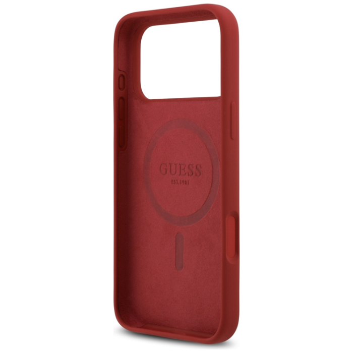 Guess - Guess Mobilskal För iPhone 17 Pro Max Magsafe Script Metal Logo - Magenta