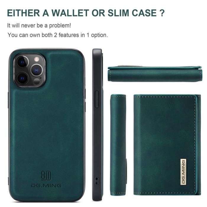 OEM - iPhone 11 Skal DG.MING M1 Magnetic Tri-fold Wallet Med Kickstand - Grön