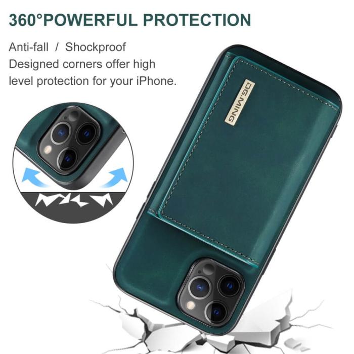 OEM - iPhone 11 Skal DG.MING M1 Magnetic Tri-fold Wallet Med Kickstand - Grön