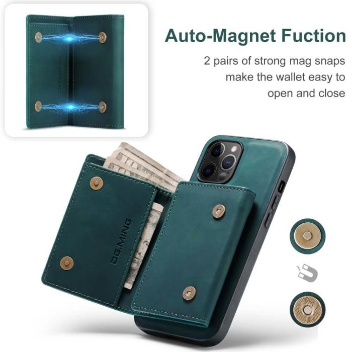 OEM - iPhone 11 Skal DG.MING M1 Magnetic Tri-fold Wallet Med Kickstand - Grön
