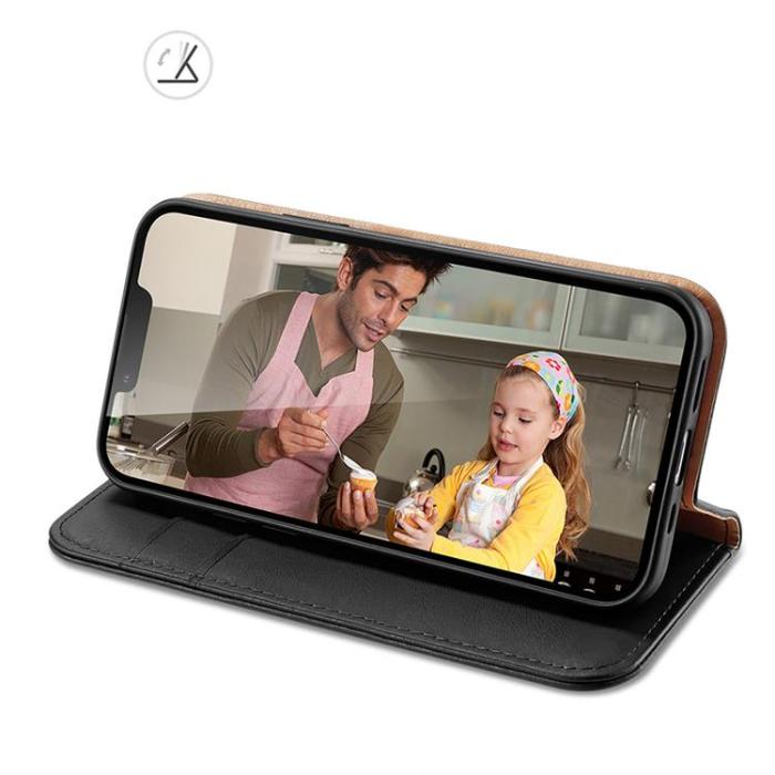 Dux Ducis - Dux Ducis iPhone 14 Plus Plånboksfodral Äkta Läder Hivo Flip - Svart