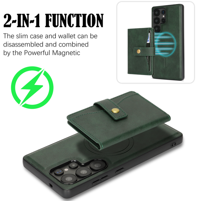 A-One Brand - Galaxy S24 Ultra Mobilskal MagSafe Detachable Korthållare Kickstand