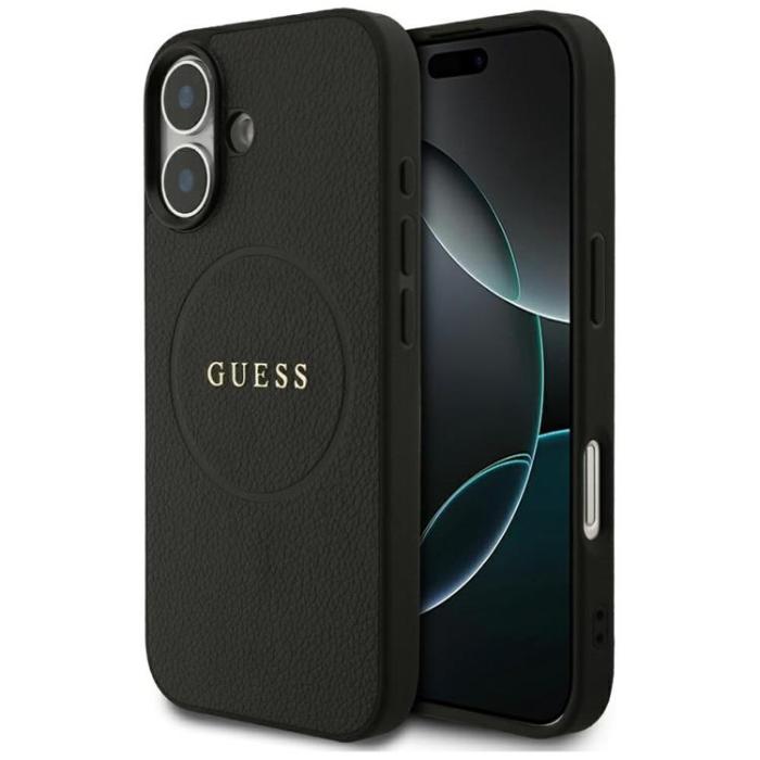 Guess - Guess iPhone 17 Mobilskal MagSafe Grained Ring - Svart