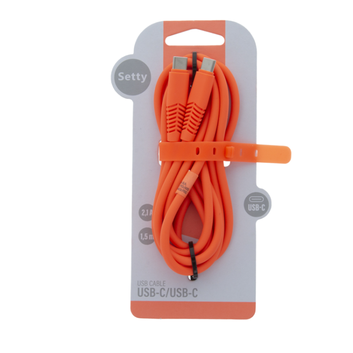 Setty - Setty USB-C Till USB-C Kabel 1.5 m 2.1A KSC-C-1.5210 - Orange