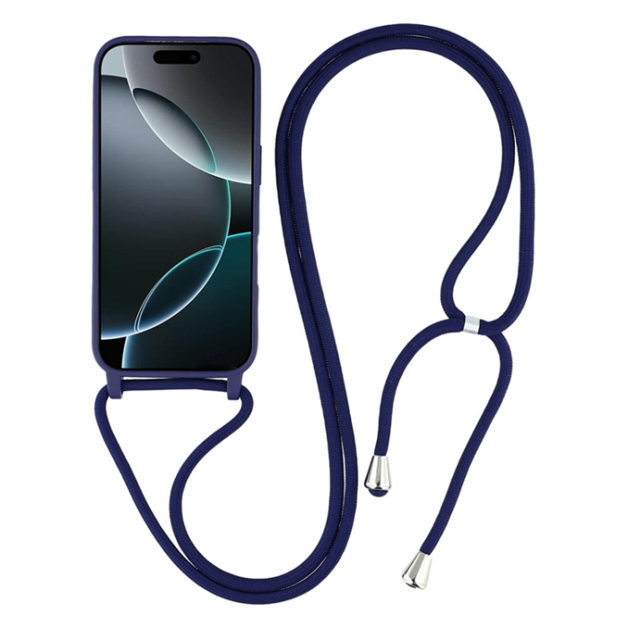 A-One Brand - iPhone 17 Pro Max Mobilskal TPU Shockproof med Lanyard - Mörkblå