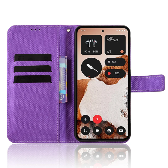 A-One Brand - Nothing CMF Phone 2 Pro Plånboksfodral Diamond Läder - Lila