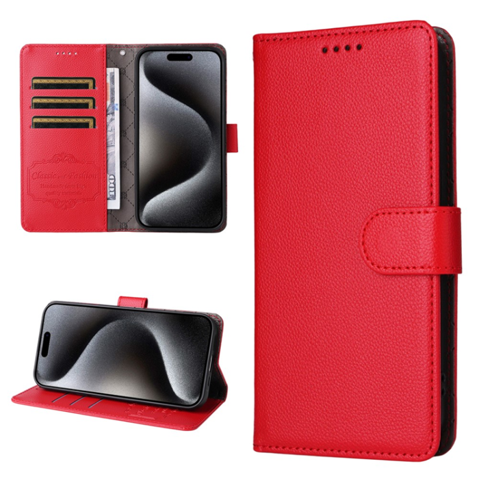 A-One Brand - iPhone 17 Plånboksfodral RFID Blocking med Handledsrem - Röd
