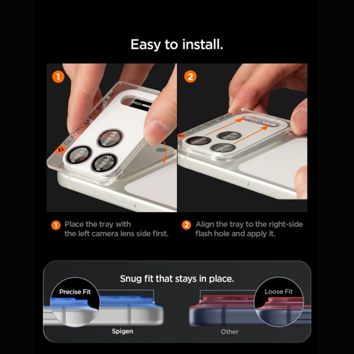 Spigen - Spigen iPhone 18 Pro/17 Pro Härdat Glas Kamera Linsskydd EZ Fit